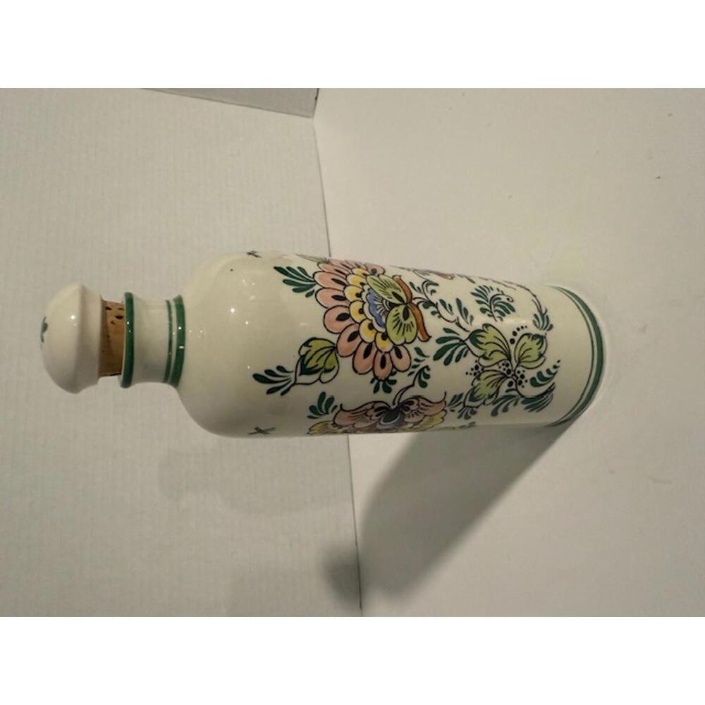 VINTAGE DELFT POLYCHROME BOLS POTTERY GIN BOTTLE WITH STOPPER